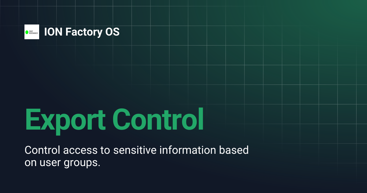 Export Control | ION Factory OS