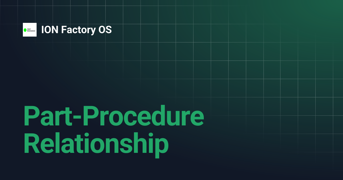 Part-Procedure Relationship | ION Factory OS